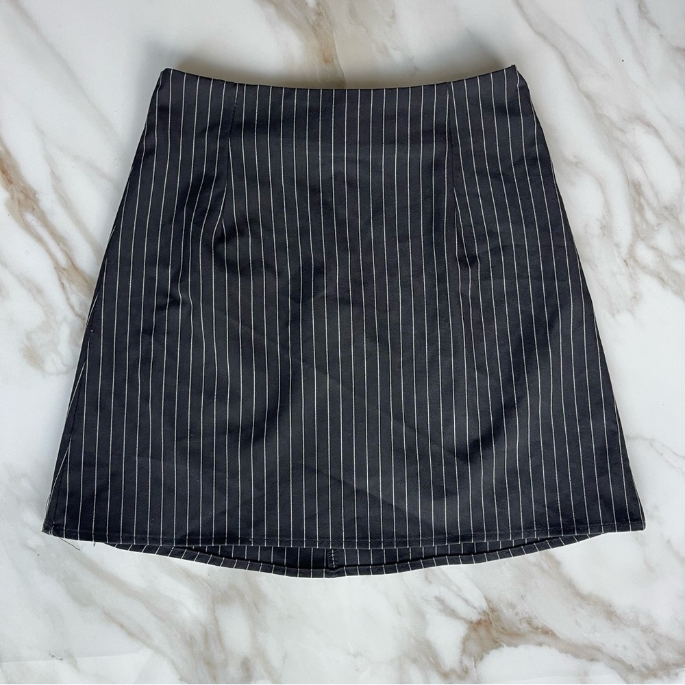 Princess Polly Luca Pinstripe Black Mini Skirt 0
